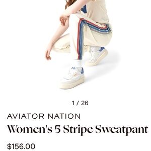 AV Aviator Nation Women SzM Wht/5stripe Sweatpants